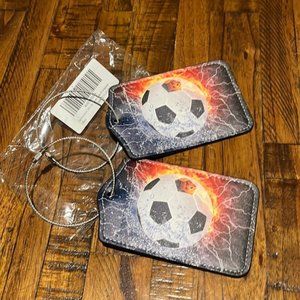 3-$10 NEW set 2 soccer luggage tags vinyl